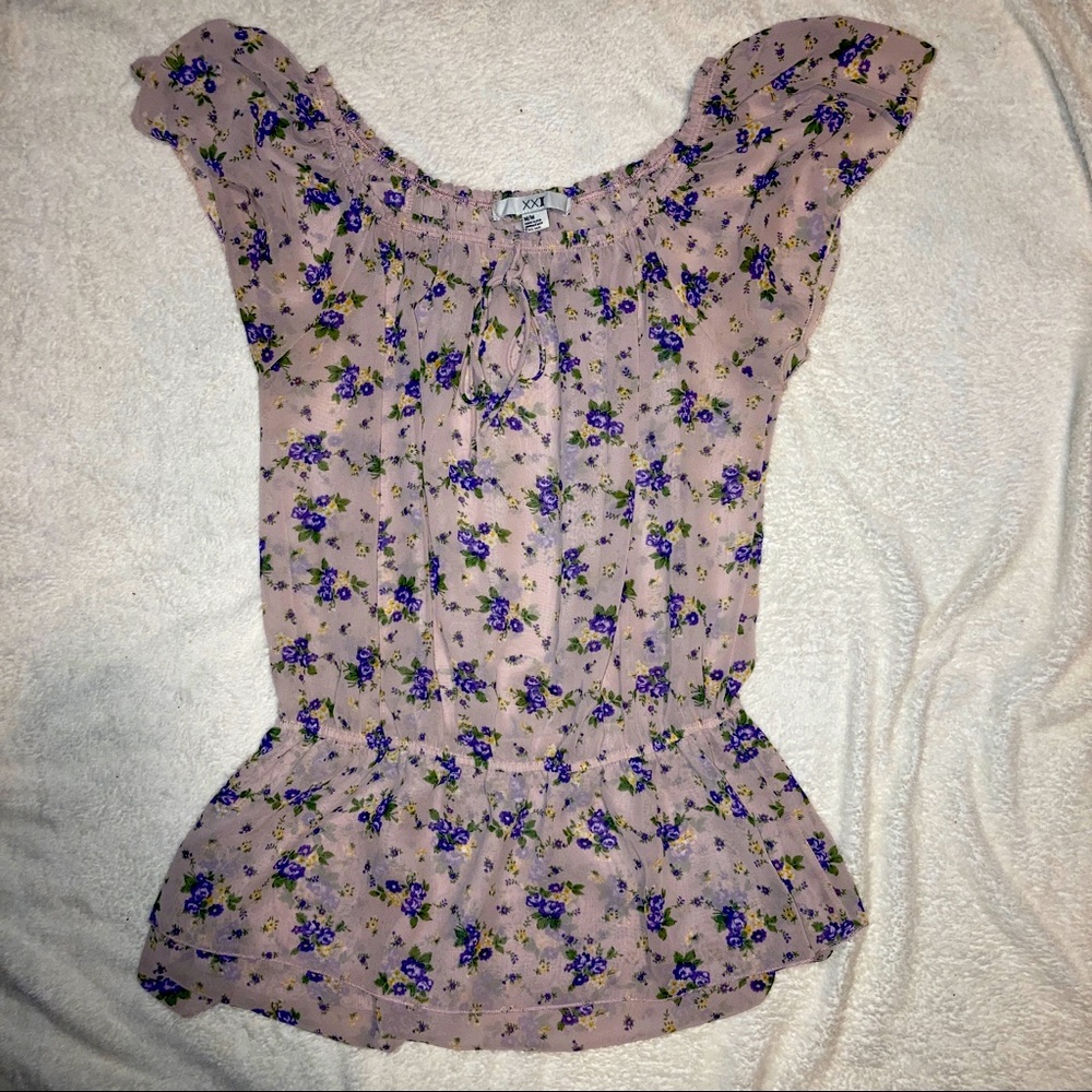 Forever 21 Sheer floral dress Small